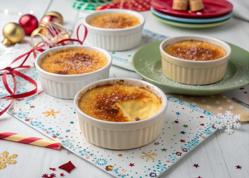 Garnished crab brulee for a dinner party.